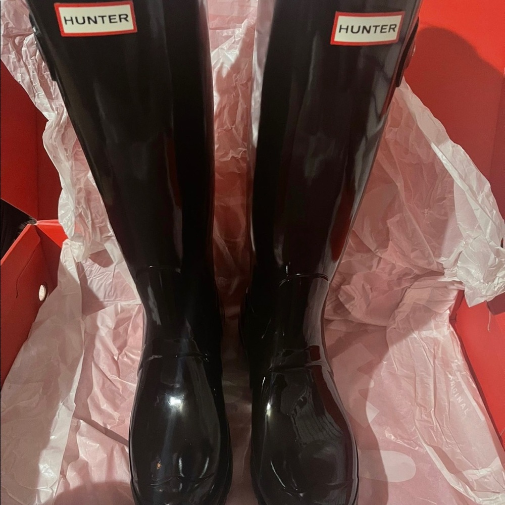 Hunter Rain boots - Shiny Black - Size 10